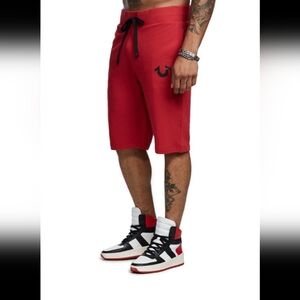 True Religion Men's Bold Red Athletic Sweat Shorts Sz L